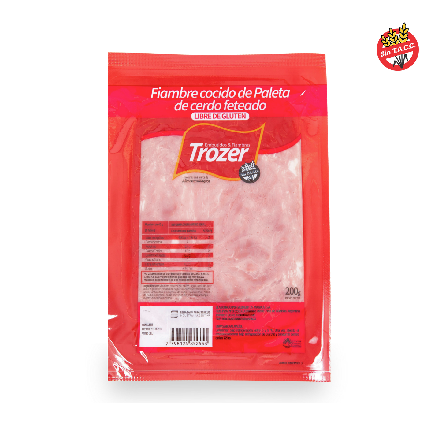 Paleta Cocida Feteada x 200 gr. Trozer